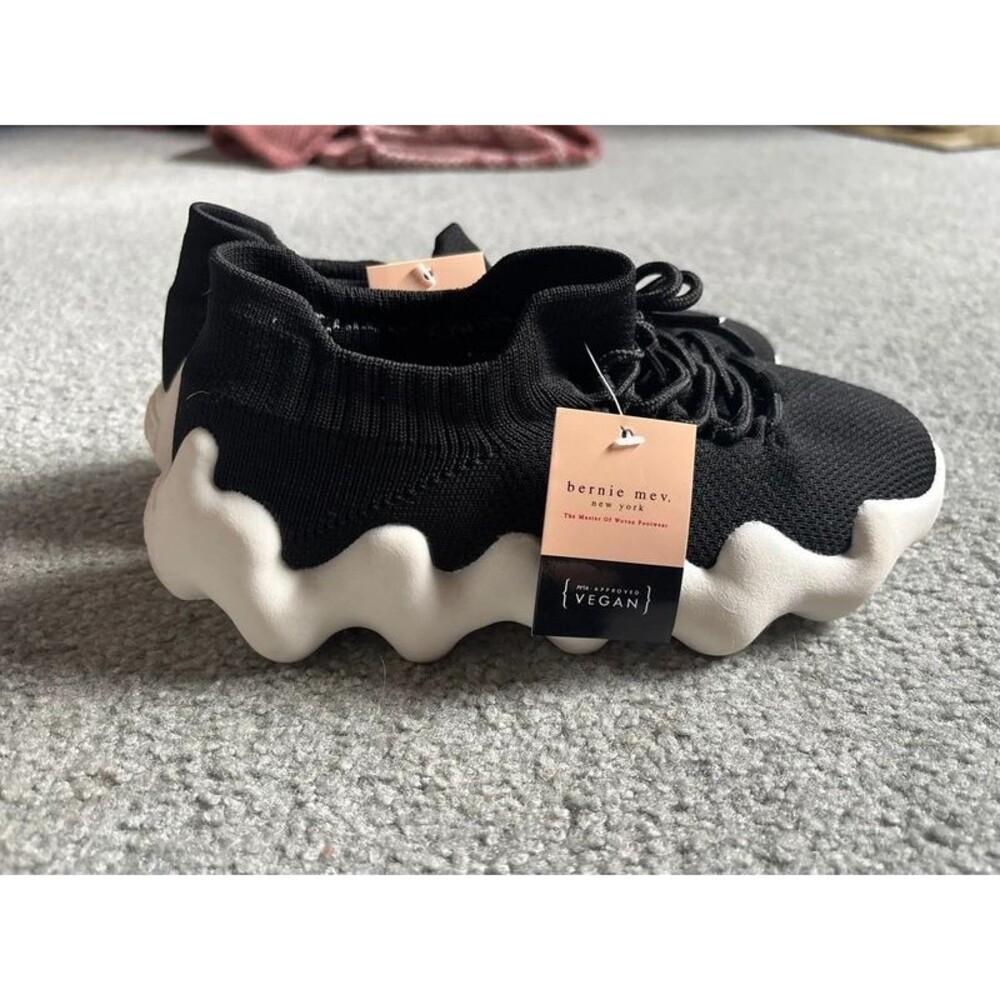 Bernie Mev Davin Women's 8 EU 39 Black Knit Slip On Chunky Platform Sneaker